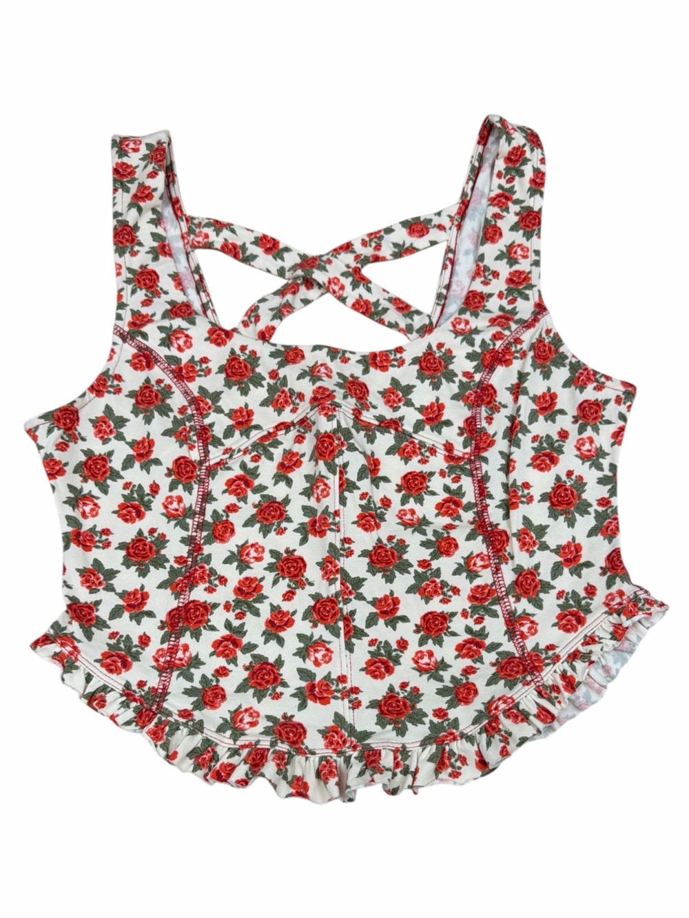 Free People Floral Rose Print Crop Top